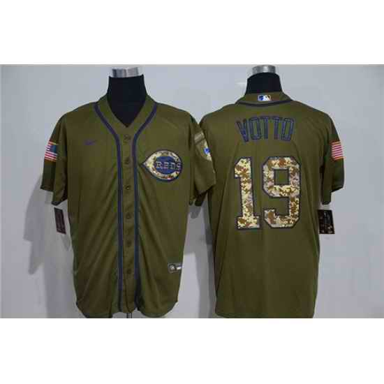 Reds 19 Joey Votto Olive 2020 Nike Cool Base Jersey
